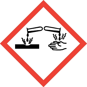 GHS corrosive pictogram with skin-related hazard statements