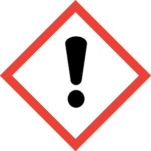 GHS exclamation mark pictogram with skin irritant hazard statements