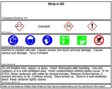 2015 WHMIS Compliant Label