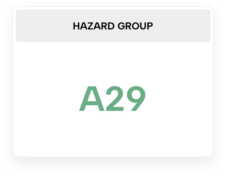 CHAMP hazard group panel listing regulatory and health lists for a product